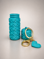 Lagoon Blue Lipstick Holder Keychain | Cute Heart Pattern Case